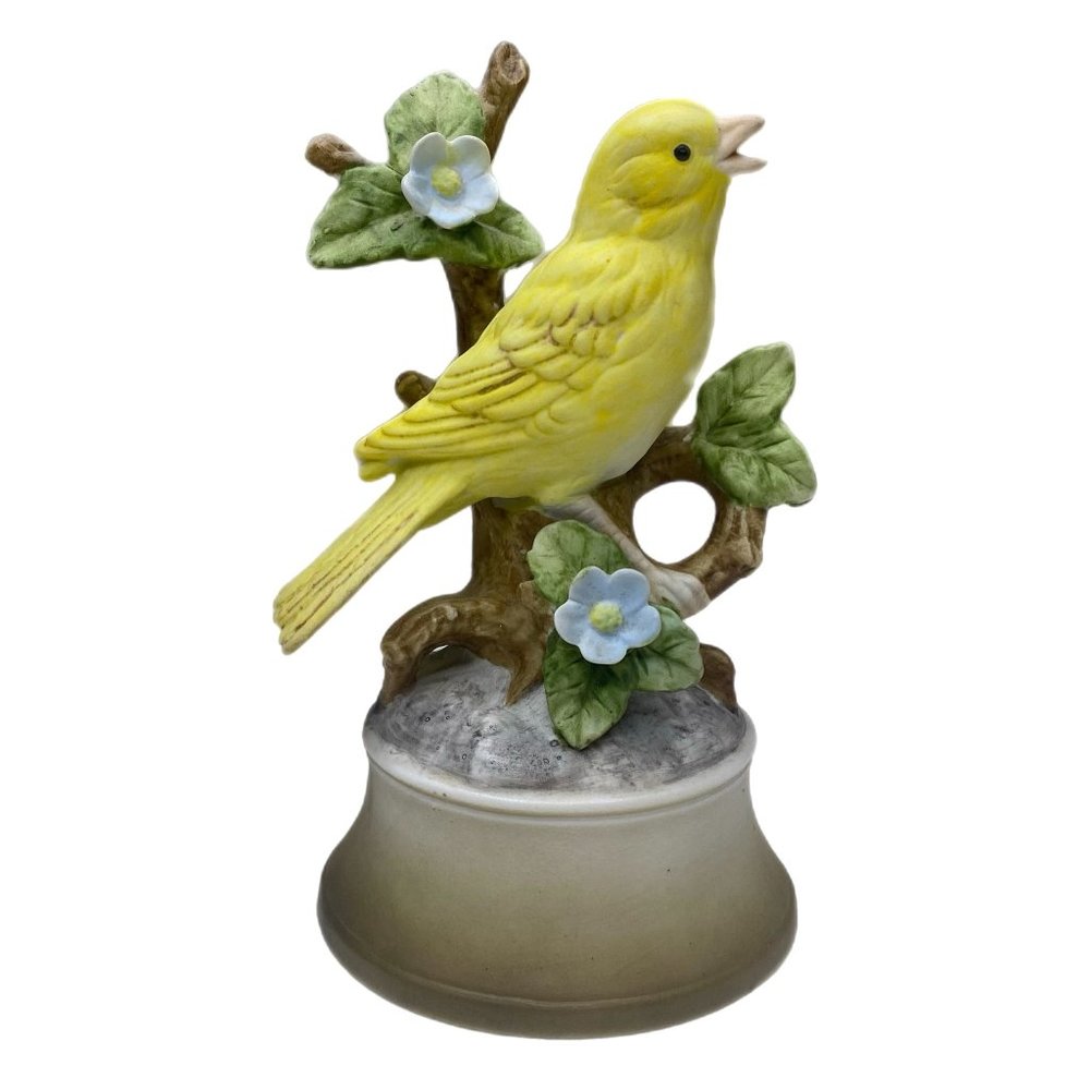 Yellow Canary on Limb Shafford Music Box Figurine Vintage